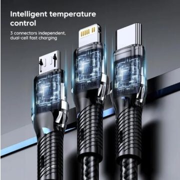   AL 3 az 1-ben mobil adat és töltő kábel különböző töltőfejekkel 5A 12-24V 12019