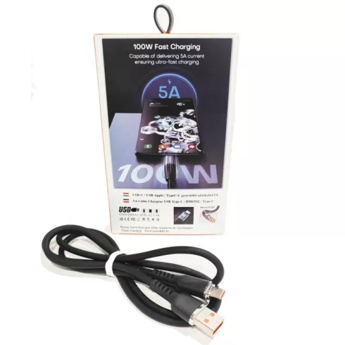 AL Gyorstöltő adatkábel USB - TYPE-C - 1m 5A 100W 12149