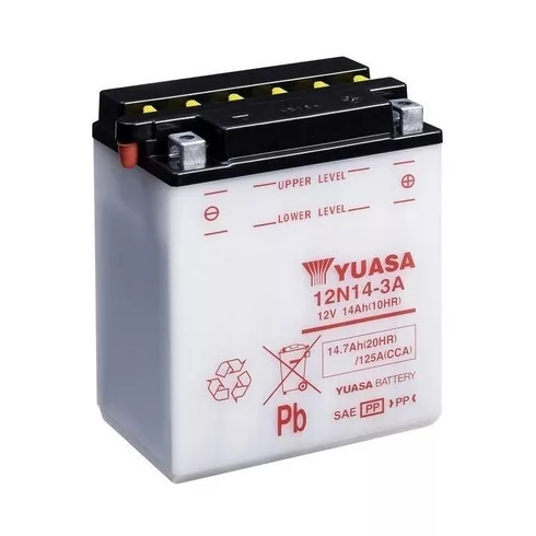 YUASA 12V 15Ah 125A Indító akkumulátor Jobb+ 12N14-3A