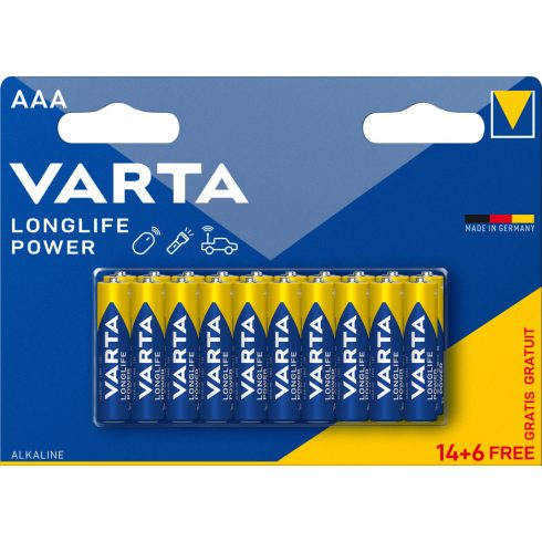 VARTA LONGLIFE POWER mikro/ AAA/ LR03 elem BL14+6 4903121792