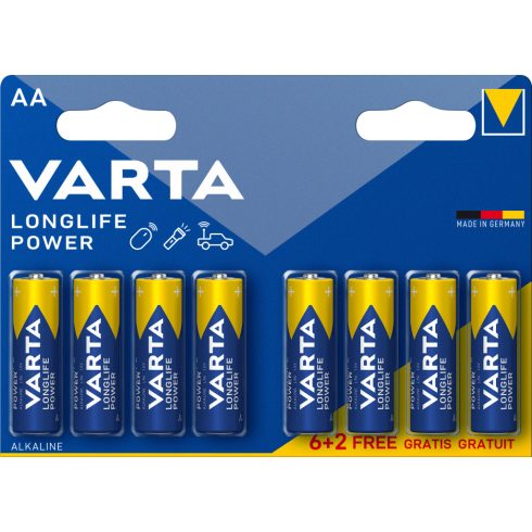 VARTA LONGLIFE POWER ceruza/ AA/ LR06 elem BL6+2 4906121428