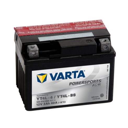 Varta 12v 3ah 40A AGM motor akkumulátor jobb+ YTX4L-BS 503014003A514