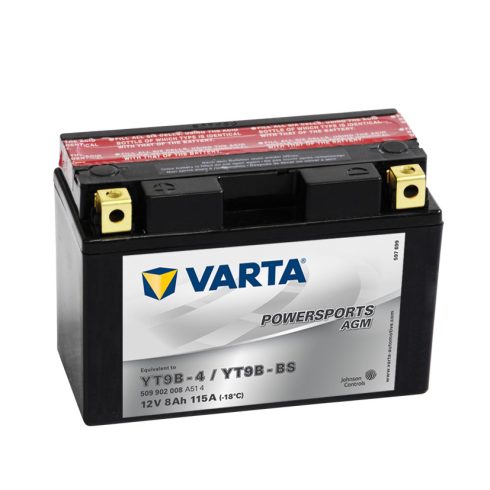 Varta 12v 9ah 115A AGM motor akkumulátor bal+ YT9B-BS 509902008A514