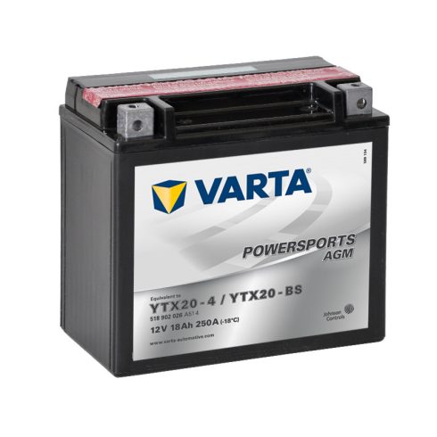 Varta 12v 18ah 250A AGM motor akkumulátor bal+ YTX20-BS 518902026A514