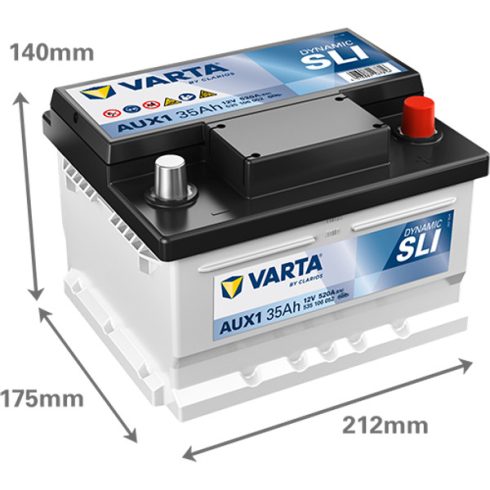 Varta Dynamic AUX - 12v 35ah - kiegészítő akkumulátor - jobb+ *AUX1 535106052K262