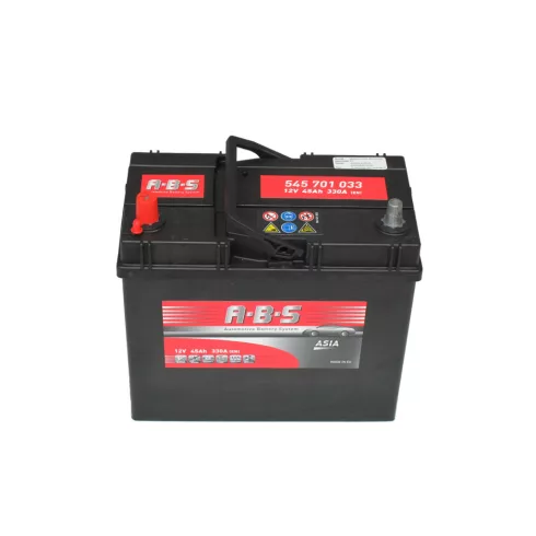 Abs ASIA - 12v 45ah - autó akkumulátor - bal+ *ázsia *vékonysarus 545701033