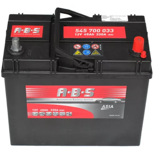 Abs ASIA - 12v 45ah - autó akkumulátor - jobb+ *ázsia *vastagsarus 545702033