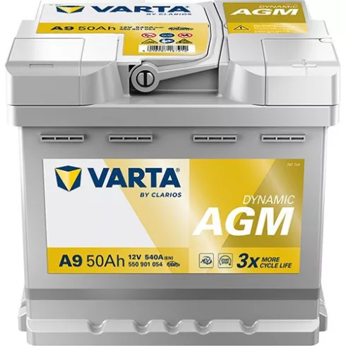 Varta Dynamic AGM - 12v 50ah - autó akkumulátor - jobb+ 550901054K262