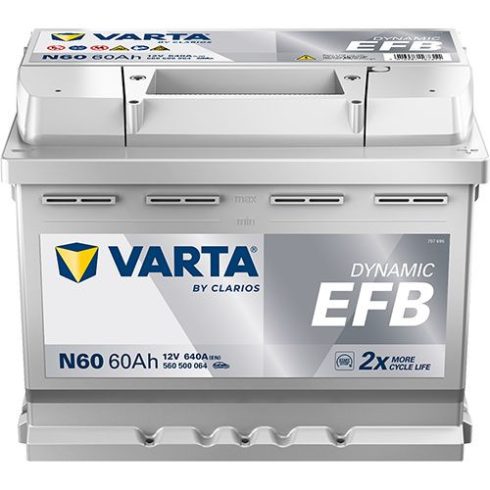 Varta Dynamic EFB - 12v 60ah - autó akkumulátor - jobb+ 560500064K262