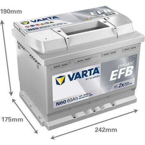 Varta Dynamic EFB - 12v 60ah - autó akkumulátor - jobb+ 560500064K262