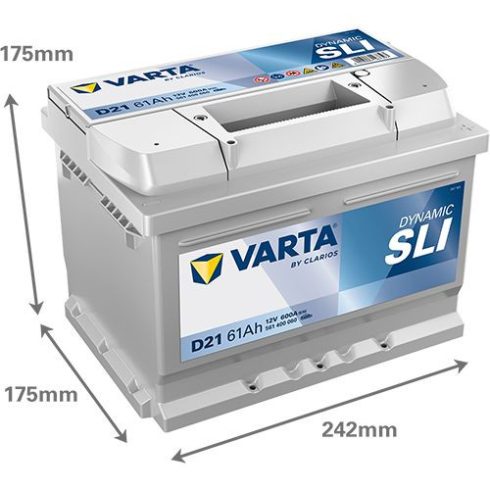 Varta Dynamic SLI - 12v 61ah - autó akkumulátor - jobb+ *alacsony 561400060K262
