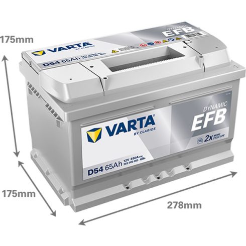 Varta Dynamic EFB - 12v 65ah - autó akkumulátor - jobb+ 565500065K262