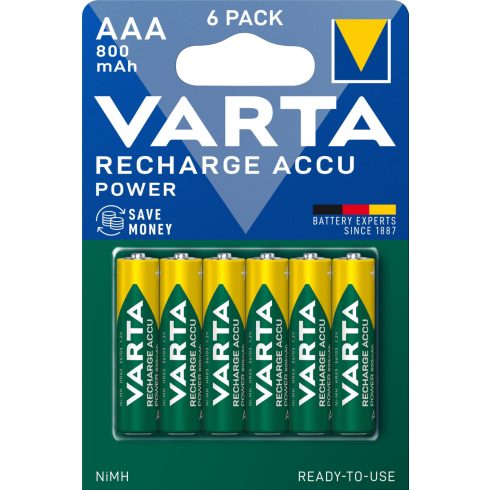 VARTA POWER akkumulátor mikro/ AAA 800 mAh BL6 56703101436