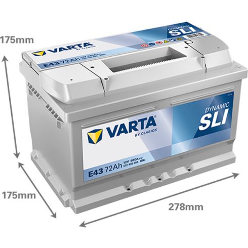 Varta Dynamic SLI - 12v 72ah - autó akkumulátor - jobb+ *alacsony 572409068K262