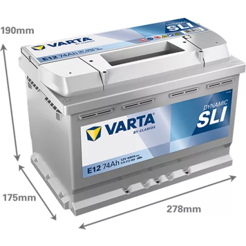 Varta Dynamic SLI - 12v 74ah - autó akkumulátor - bal+ 574013068K262