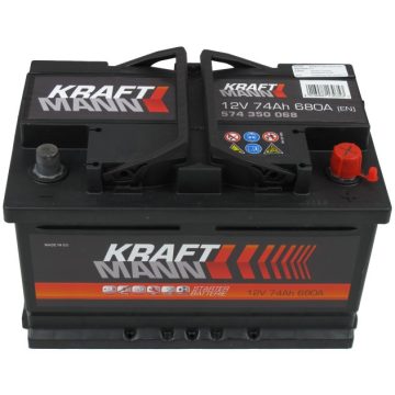   Kraftmann prémium 12V 74Ah 680A jobb+ (alacsony) autó akkumulátor 574350068