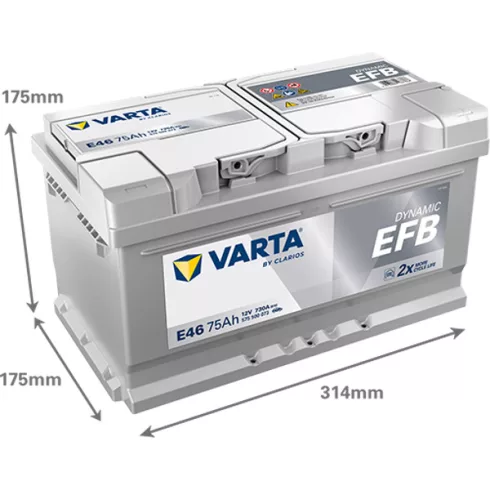 Varta Dynamic EFB - 12v 75ah - autó akkumulátor - jobb+ 575500073K262