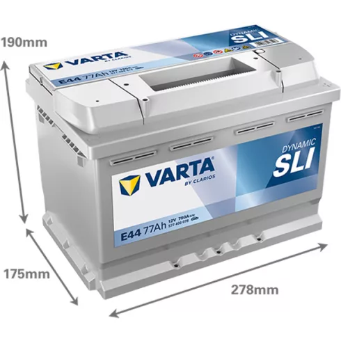 Varta Dynamic SLI - 12v 77ah - autó akkumulátor - jobb+ 577400078K262