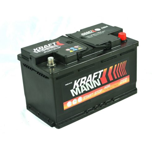 Kraftmann prémium AGM Start-Stop 12V 80Ah 760A jobb+ autó akkumulátor 580390076