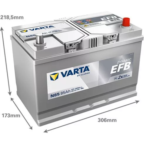 Varta Dynamic EFB - 12v 85ah - autó akkumulátor - jobb+ ázsia 585501080K262