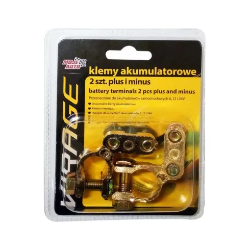 Moje Auto erősített sárgaréz akkumulátor-kábelsaru készlet 93-003