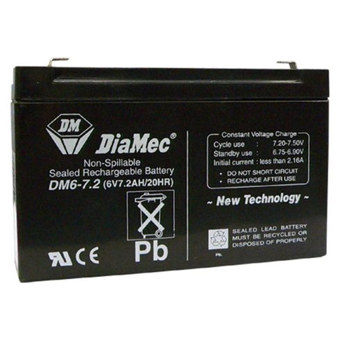 DIAMEC AGM akkumulátor; 6V 7,2Ah; zárt, gondozásmentes DM6-7.2