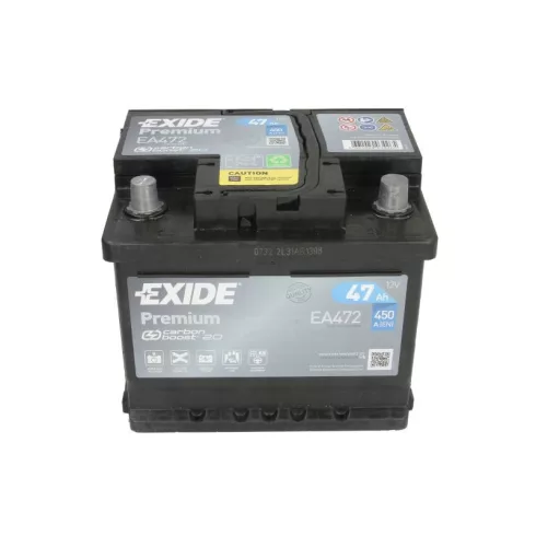 EXIDE Premium 12V 47Ah 450A jobb+ autó akkumulátor EA472
