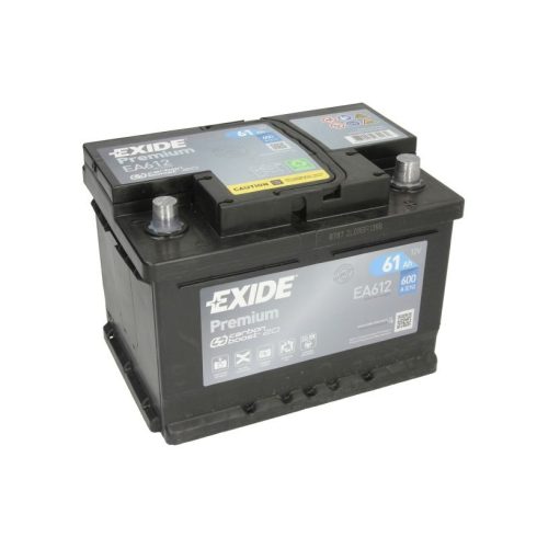 EXIDE Premium 12V 61Ah 600A jobb+ autó akkumulátor EA612