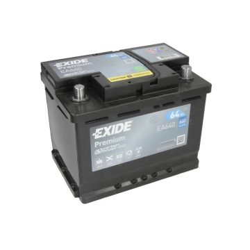 EXIDE Premium 12V 64Ah 640A jobb+ autó akkumulátor EA640