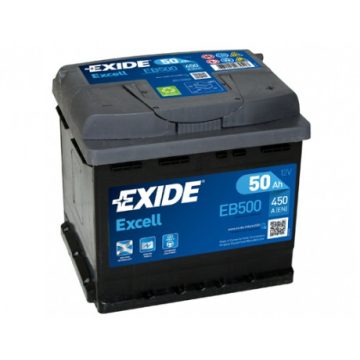 EXIDE Excell EB500 12V 50Ah 450A Jobb+ akkumulátor
