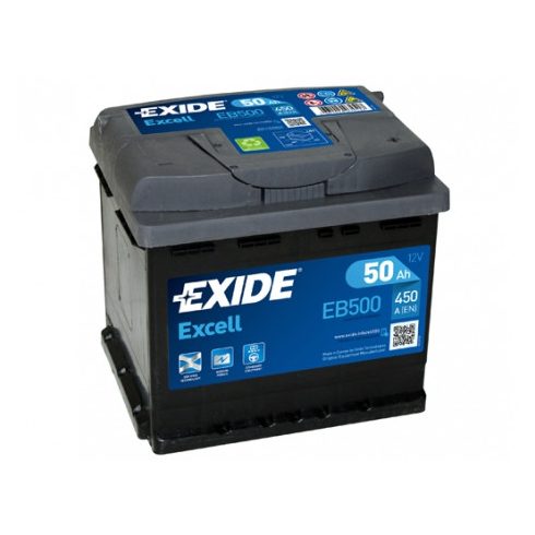 EXIDE Excell EB500 12V 50Ah 450A Jobb+ akkumulátor