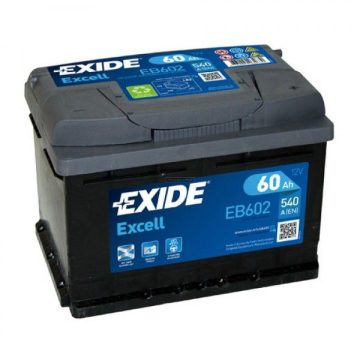 EXIDE Excell 12V 60Ah 540A jobb+ autó akkumulátor EB602