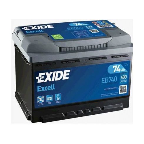 EXIDE Excell EB740 12V 74Ah 680A Jobb+ akkumulátor