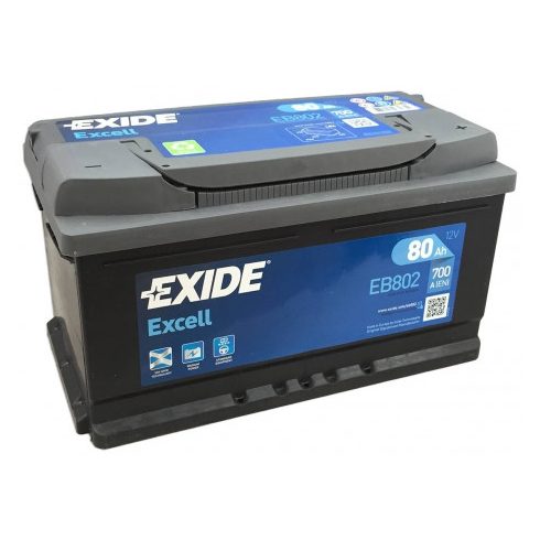 EXIDE Excell EB802 12V 80Ah 700A Jobb+ akkumulátor