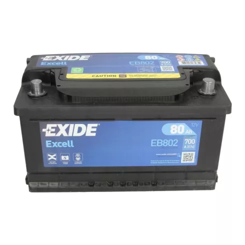 EXIDE Excell EB802 12V 80Ah 700A Jobb+ akkumulátor