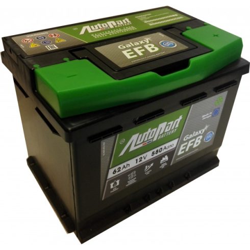 AutoPart Galaxy Efb Start-Stop EFB562 12V 62Ah 580A Jobb+ autó akkumulátor