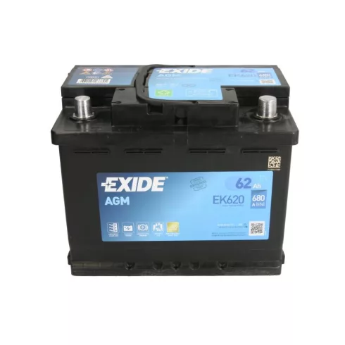 EXIDE Start-Stop AGM 12V 62Ah 680A jobb+ autó akkumulátor EK620