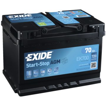 EXIDE AGM EK700 12V 70Ah 760A Jobb+ akkumulátor