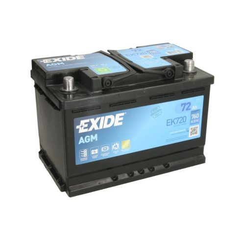 EXIDE Start-Stop AGM 12V 72Ah 760A jobb+ autó akkumulátor EK720