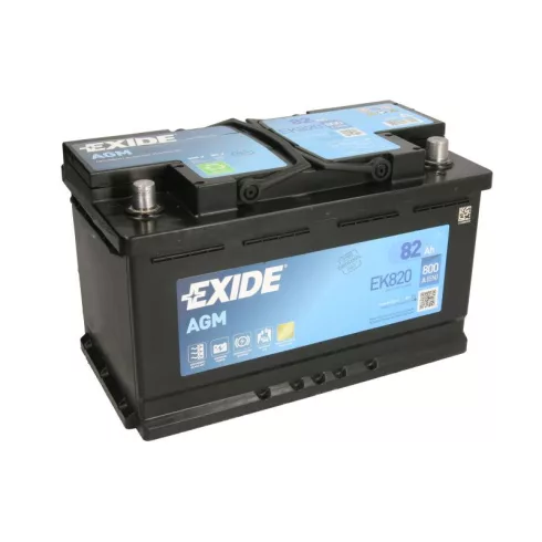 EXIDE Start-Stop AGM 12V 82Ah 800A jobb+ autó akkumulátor EK820