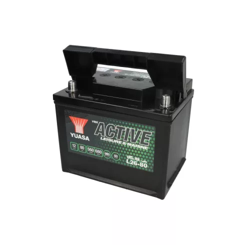 YUASA 12V 80Ah/560A Active Leisure & Marine ellátó akkumulátor Bal+ L26-80