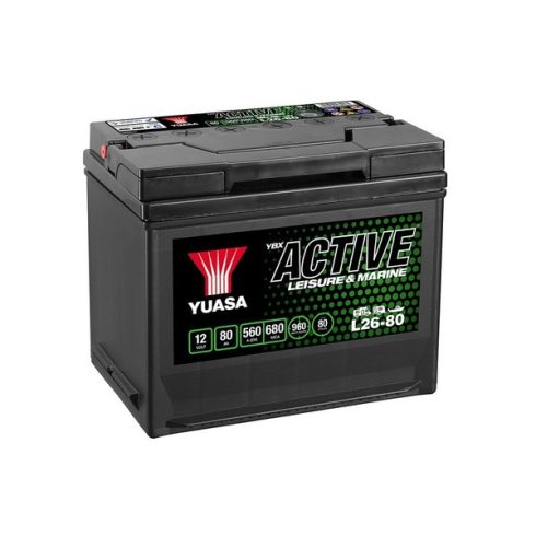 YUASA 12V 80Ah/560A Active Leisure & Marine ellátó akkumulátor Bal+ L26-80