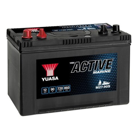 YUASA 12V 90Ah/720A Active Marine Start ellátó akkumulátor Bal+ M27-90