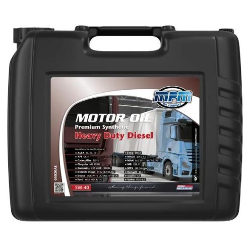 MPM Motor Oil 5W-40 Premium Synthetic Heavy Duty Diesel 20L