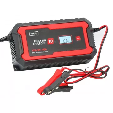   Ideal PRAKTIK CHARGER 10 LCD automata akkumulátor töltő 6V-12V 10A PCHARGE10