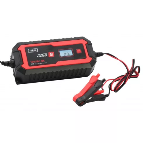 Ideal PRAKTIK CHARGER 8 LCD automata akkumulátor töltő 6V-12V 8A PCHARGE8