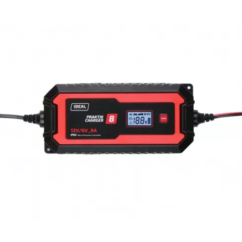 Ideal PRAKTIK CHARGER 8 LCD automata akkumulátor töltő 6V-12V 8A PCHARGE8