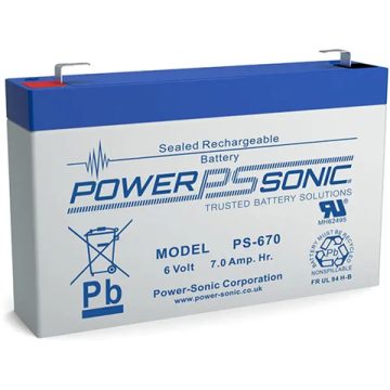 PowerSonic - 6 V 7 Ah - zárt savas akkumulátor PS-670 F1