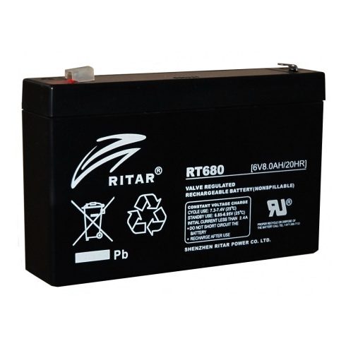 Ritar RT680-F1 6V 8Ah zárt ólomakkumulátor