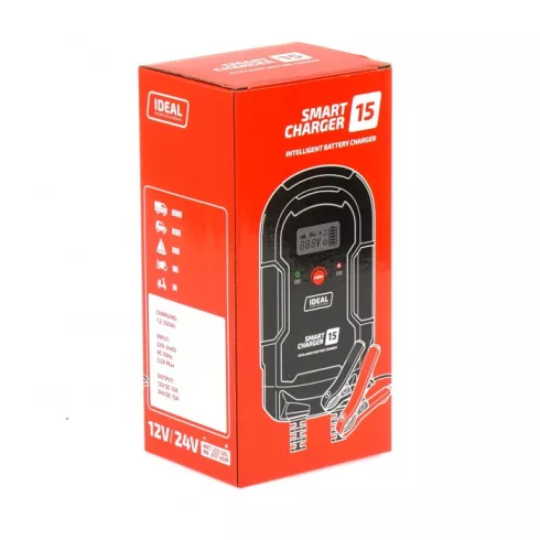 Ideal SMART CHARGER 15 LCD automata akkumulátor töltő 12V-24V 15A SMART15LCD